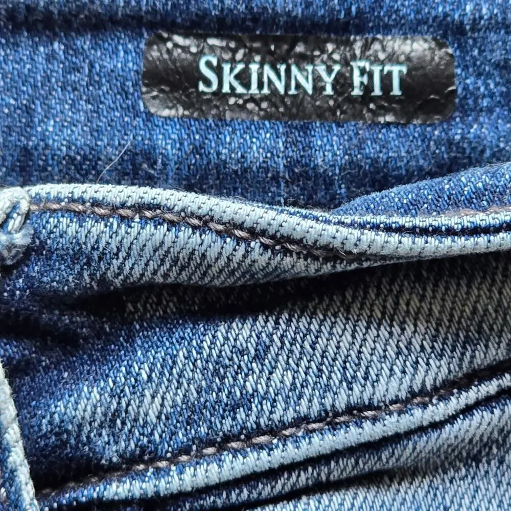 Judy Blue Women's Button Fly Skinny Fit Distressed Raw Hem Jeans, Size 13